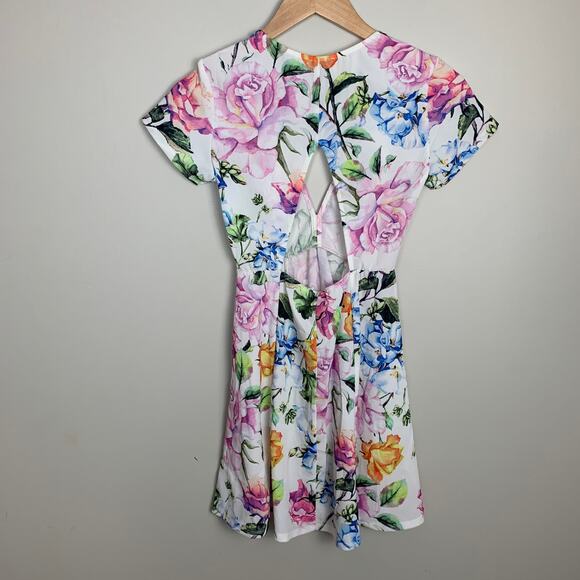Show Me Your Mumu Ibiza Floral Swing Mini Dress XS Extra Small Open Back - Picture 4 of 11